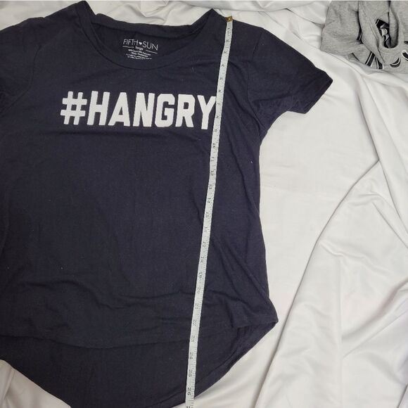 #HANGRY black oversized graphic tee and Free Hugs cactus tank top L - Picture 8 of 10